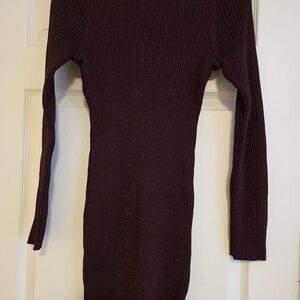 Born Women's Long Sleeve Ribbed Dress - Rich Burgundy